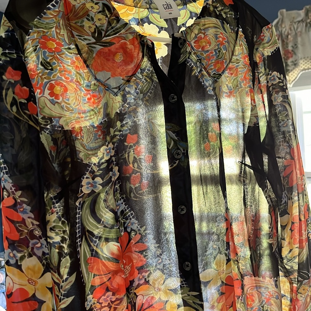 Cabi Small Sheer Colorful Tailored Button Down Lo… - image 8